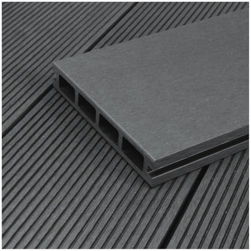 HORI Kuba WPC Terrassendielen Komplettset, Hohlkammer inkl. Unterkonstruktion & Clips, wetterfest, pflegeleicht & UV-beständig Fläche: 19 m² - 320 cm Dielenlänge - Grau