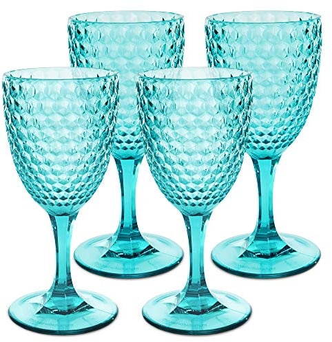BELLAFORTE,Bruchsicheres Weinglas aus Tritan-Kunststoff, 340 ml, 4er-Set, Laguna Beach Trinkgläser,unzerbrechliche Glaswaren für den Innen- und Außenbereich,wiederverwendbares Trinkgeschirr (blau)