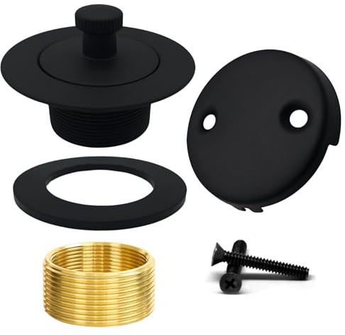 LXLOTUS Kit de vidange de baignoire noir mat – Soulevez et tournez – Siphon de baignoire, couvercle de trop-plein et bouchon de vidange de baignoire, kit de rechange pour canalisations de baignoire,