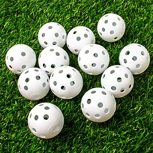 THIODOON Golf-Übungsball, Luftstrom, hohl, Übung, Golfbälle, 40 mm, Kunststoff, Golfbälle für Schaukelübungen, Fahren, Zuhause, Outdoor, Golfspiele für Erwachsene und Kinder, 12 Stück