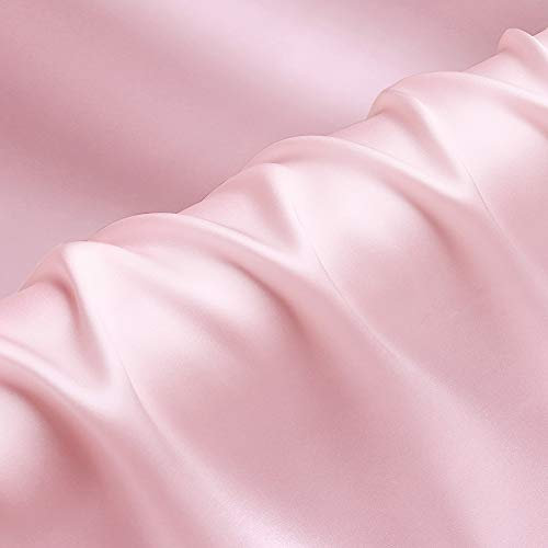 Tissu Satin crêpe de 100% Soie Rose Clair Tissus Charmeuse pour Vetement au Mètre 114cm x 100 cm
