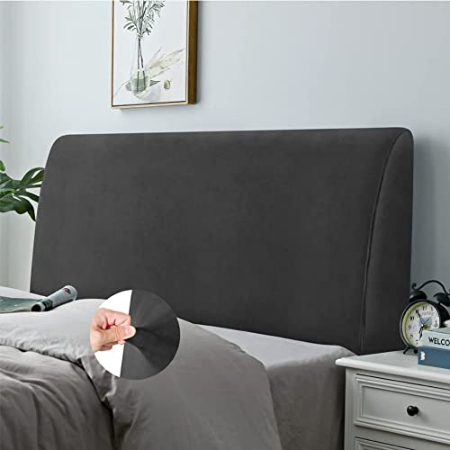 Caijin Bettkopfteil Hussen Bett Kopfteil Bezug, Weicher Strecken Samtstoff Staubdicht, Staubdichte Schutzhülle für gepolsterte Schlafzimmer Kopfteil, Samt Stoff (120-140 cm(Full), Schwarz)