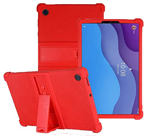 C/N Funda para Lenovo Tab M10 HD 2nd Gen 10.1, Silicona Skin Soporte Cubierta a Suaves para niños de Peso liviano Funda para Lenovo Tab M10 HD Gen 2 10.1 Inch 2020 TB-X306X/X306F, Rojo
