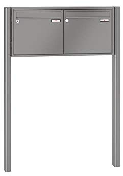 RENZ/Quadra / 2er Freistehende Briefkastenanlage Standbriefkasten/RAL-Farbe 9007 Volumen 12 L/zum Einbetonieren/Dein-Briefkasten.de