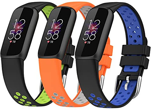 Hoopyeecase Bracelet Compatible pour Fitbit Luxe,Mou Bicolore Silicone Sport Bracelet de Montre pour Fitbit Luxe Smart Watch, pour Femmes et Hommes