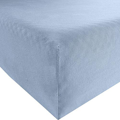 REDBEST Spannbettlaken Denver Elasthan-Jersey-Stretch hellblau Größe 140x200 cm - 160x200 cm - besonders weich und anschmiegsam, bügelfrei, mit Rundumgummi