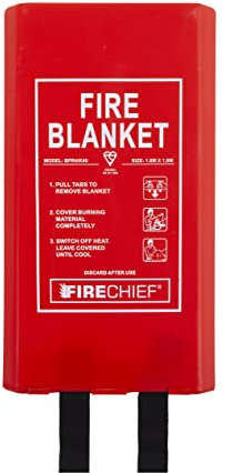 Firechief BPR4/K40 Kitemarked - Coperta antincendio commerciale (1,8 m x 1,8 m) con custodia in plastica resistente, adatta per l'uso a casa, sul posto di lavoro e su una persona
