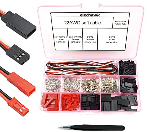 elechawk 40 Sets Servo Stecker Verbinder Buchse Crimp Pin Kabel Kit kompatibel JR JST SYP Futaba für Hitec Spektrum RC
