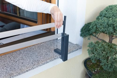 Set di prolunghe Masu, supporto per fioriera senza foratura, davanzale esterno, regolabile in continuo, senza danneggiare la facciata, Austria Edition (senza elementi decorativi, grigio segnale)