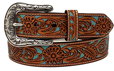 Ariat Damen G rtel 1-1/2 Floral Overlay T rkis Unterlage, hautfarben, L