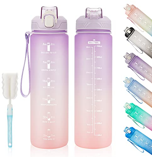 YC Kitchen Borraccia Sportiva Motivazionale 1L - Borraccia Termica 1 litro, Bottiglia d'acqua Sportiva senza-BPA con paglia e trasporto cinghia