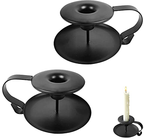 Hazrcvr Candeliere 2 Pezzi Candelabro Portacandele in Ferro Battuto Porta Candele Natalizio Candelieri Portacandele da Tavolo da Pranzo Portacandele con Maniglia e Vassoio