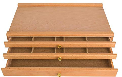 Focket Caja de Almacenamiento de Suministros de Artista de Madera de 3 Cajones, Burlywood Caja de Suministros de Almacenamiento para Artistas para Pasteles Lápices Plumas Marcadores