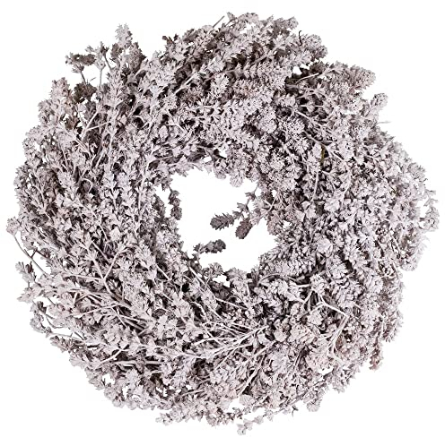 matches21 Hübscher Türkranz Leinenkraut Blumenkranz Wandkranz Tischkranz Trockenblumen 1 STK Ø 25 cm in weiß