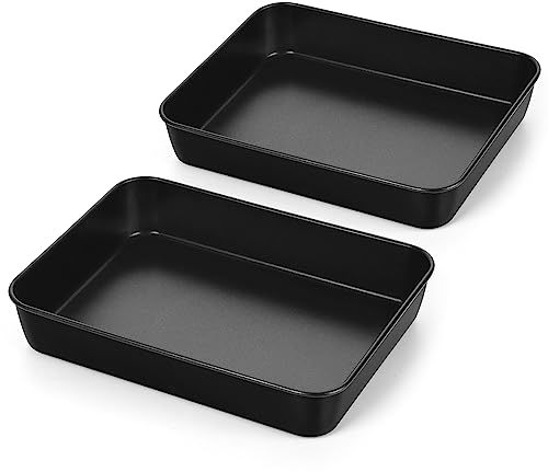 HaWare Mini bandeja para hornear, antiadherente, de acero inoxidable, juego de 2, molde rectangular profundo para hornear, servir, 23,5 x 17,5 x 5 cm, saludable y no tóxico, resistente a la corrosión