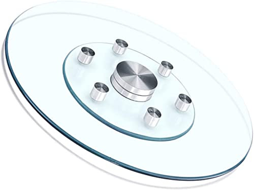 GLTZEN Piatto Girevole in Vetro Piatto Girevole Lazy Susan per impieghi gravosi Piatto Girevole Grande in Vetro temperato Tavolo da Pranzo Piatto Girevole Lazy Susan in Vetro temperato con cuscinet