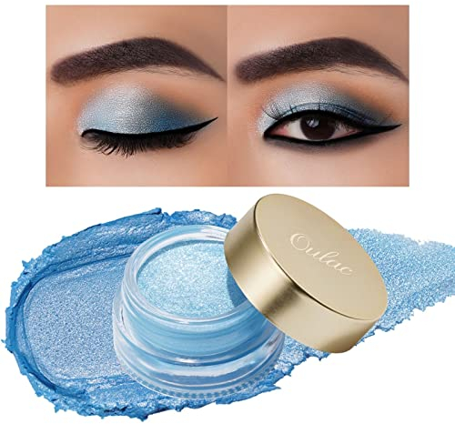 Oulac Glitzer Lidschatten Blau| Lidschatten & Highlighter Duo| Wasserfest & Langlebig| Transparent Glitzer Finish| Verblendbares & Faltenfreies Augen-Makeup| Vegan |06g (02)