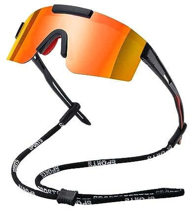 FDEETY Polarised Sports Sunglasses Cycling Goggles UV400 Protection Bike Eyewear for Outdoor Activities Running Climbing Running Fishing Golf Adults Unisex (Orange Red)