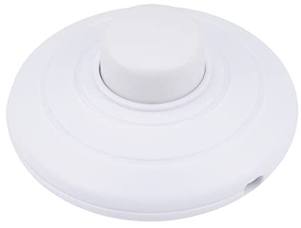 Rebower Pedale Premere Pulsante Interruttore Linea Latching ON/OFF Rotondo Lampada Illuminazione Piede Interruttore, [per Pavimento Luci] - Bianco / 1pz