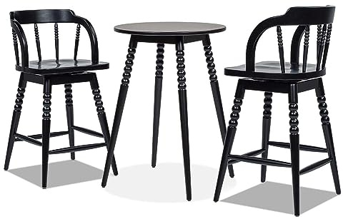 Jennifer Taylor Home Breda Esstisch und Hocker Set, Gummibaumholz, Schwarz, OneSize