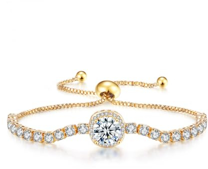 TOFBS Elegantes Tennisarmband Zirkonia Schmuck Verstellbares Kettenarmband Glänzender Kristall Damenarmband
