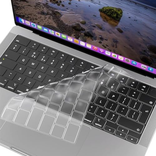 EU Keyboard Layout, Ultra Thin TPU Keyboard Cover for MacBook Air 13.6 Inch 2022-2025,15.3 inch M2 M3 M4 for MacBook Pro 14-in 2022-2025 for MacBookPro16 inch M1 Pro M2 Max 2021-2025 with Touch ID
