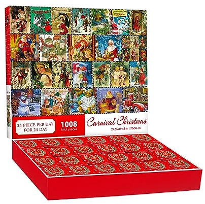 Adventskalender 2023, Adventskalender Puzzle Erwachsene, 1008 Teile, Puzzle-Adventskalender, 24 Tage Weihnachts-Countdown-Adventskalender Puzzle Kinder, Weihnachts Adventskalender Puzzle für Kinder