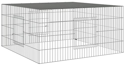 vidaXL Kaninchenkäfig 110x110x55 cm Verzinktes Eisen Haustierkäfig Hasenkäfig
