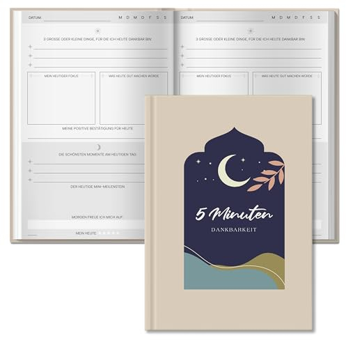 BIROYAL 5 Minuten Tagebuch | die Kombination aus Mindfulness- & Dankbarkeitstagebuch | Journal für Selbsterliebe & Motivation | Achtsamkeitstagebuch
