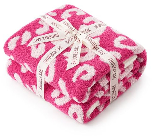 Snuggle Sac Ultraweiche, warme Plüschdecke – wendbarer Geparden-/rosa Leoparden-Überwurf, 127 x 152,4 cm