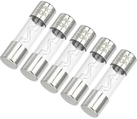Partuto 5 Stück 10x38mm 0,39x1,50 Zoll 50A Universal AGU Glassicherung - Kfz-Sicherungsröhre zum Schutz der Stromversorgung - Metall Silberton