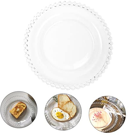 PRETYZOOM 1 Stück Perlrandplatte runder vorspeisenteller Serviergeschirr aus Glas Dekor Besteck obst Platte Glasteller Perle Salat Platte Obstgericht Dessertteller Container