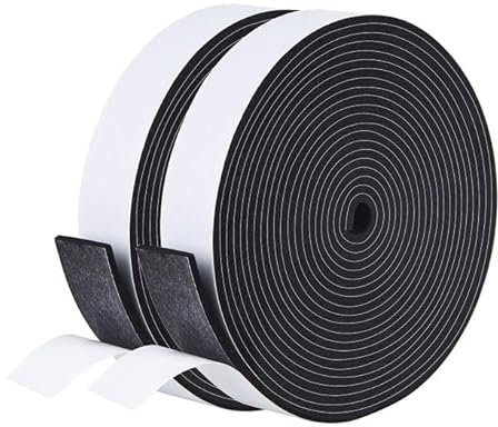 Self Adhesive Foam Strip, 2 Rolls 25mm x 3mm x 5M Draft Excluder for Windows, Foam Tape Single Sided, Draft Excluder Tape for Door Noise Blocker, Window Soundproofing, Anti-Collision,Weatherproof
