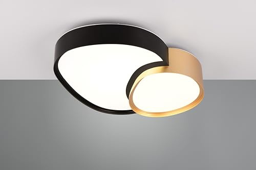 lightling LED Deckenlampe Riana mit Fernbedienung, Lichtfarbe einstellbar, Memory Funktion, Integrierter Dimmer, Wand- und Deckenmontage, Höhe 11 cm, Breite 43 cm, Metall, schwarz-gold