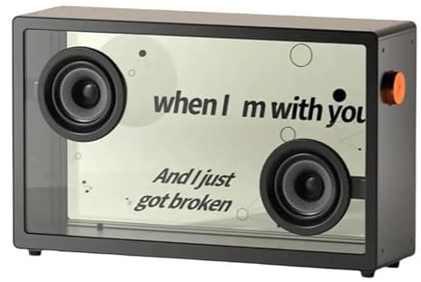 Altavoz Bluetooth flotante con subtítulos, pantalla dinámica de letras, control de aplicación, 3 modos de afinación, pantalla de 21.5 pulgadas con ruido blanco y funciones de animación de escenas