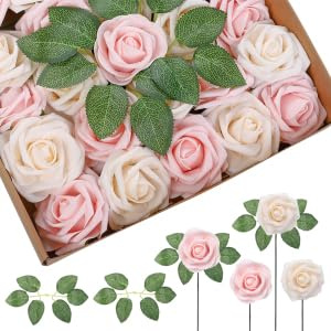 Crevyteg Künstliche Rosenbox, 25 Stück Seifenblume Gefälschte Blumen-Geschenkbox, Forever Rose Romantische Geschenkverpackung Box für Weihnachten, Neujahr, Muttertag, Valentinstag, Rosa