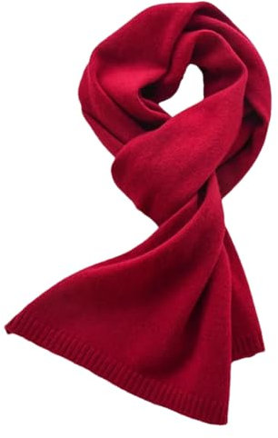 Kaschmir-Schal für Damen, einfarbig, Winterschal, Strickschal, kurze Wollschals, rot, Adults 155CM