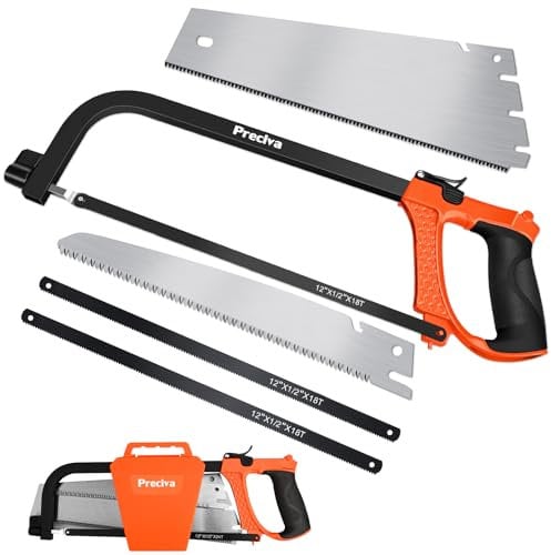 3-in-1 Hacksaw Set, Preciva Universal Metal Hack Saw, 300mm*2, 280mm + 350mm Pruning Saws, Metal/Wood Hand Sawing Toolkit, Quickly Replaceable Blades