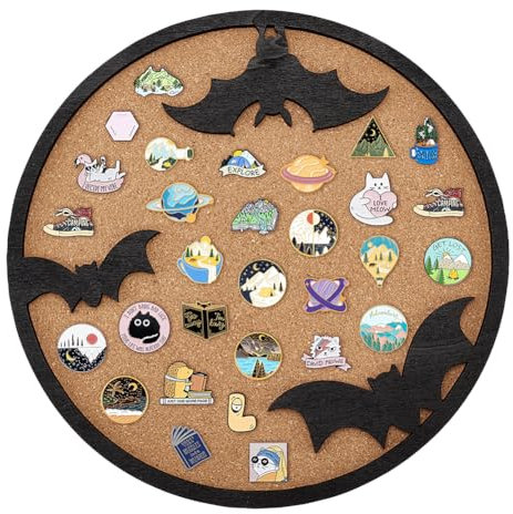 BENECREAT Runde Kork-Boards, Fledermäuse Pin Display Board, 30x1.8cm Bulletin Board Brosche Schmuck Display Kork Tablett für Brosche Pin Lagerung, Halloween Dekoration