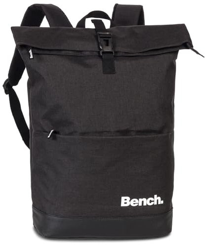 Bench Classic Rolltop Rucksack Damen & Herren, Daypack, Backpack, 47 x 30 x 14 cm, 19 L Volumen, schwarz