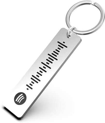 Charmify Personalised Spotify Code Keyring – Custom Engraved Music Gift for Him, Her, or Couples – Stainless Steel Keepsake (Silver) Made in UK