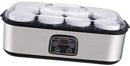 Gralara Yogurtiera elettrica con 8 vasetti di yogurt Yogurt per uso domestico fai-da-te a basso rumore, acciaio inossidabile da 1,4 litri