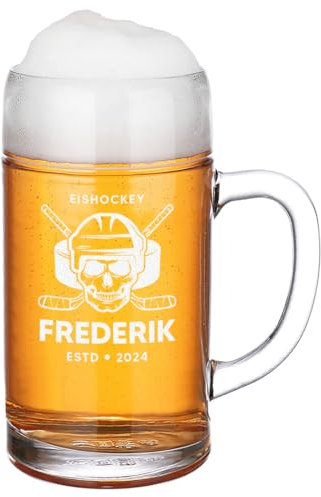 polar-effekt Maßkrug 1 Liter mit personalisierter Gravur - Bierkrug mit Namen - Geburtstagsgeschenk für Papa, Freunde & Kollegen - Stabiler Krug mit Henkel