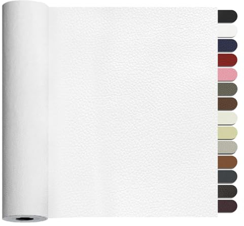RggEyy Kunstleder Selbstklebend Weiß, 60x120cm Leder Reparatur Set, Leder Patch, Selbstklebend Lederflicken Leather Repair für Sofa, Möbel, Autositze, Jacken, Handtaschen.
