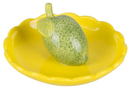 Villa d'Este Home Tivoli 2020 Piattino decorativo tondo 11,2 cm in ceramica, design limone, Fruit Life