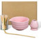 Vtizikl Set di 4 ciotole in ceramica per matcha, frusta Matcha con frusta e ciotola, staffa per frullatore e cucchiaio Matcha per cerimonia tradizionale del tè, set regalo per antipasti Matcha (rosa)