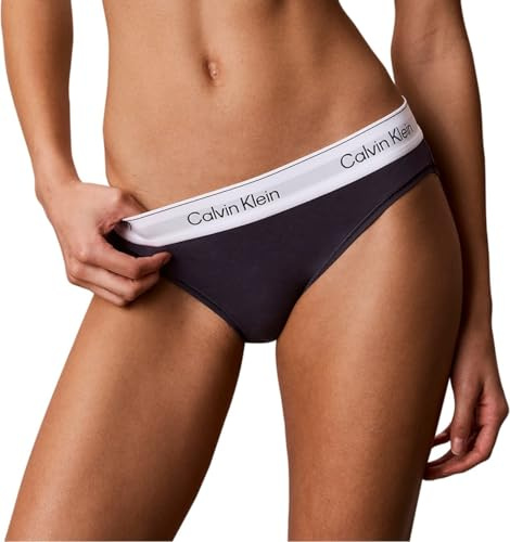 Calvin Klein Damen Slip Bikini Form mit Logobund, Schwarz (Speakeasy), L