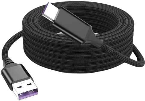 5M Extra Long USB C Cable 6A 120W USB-A to Type C Cable Fast Charger 1PC | Nylon Braided Cord for PS5 Xbox Series S for Samsung Galaxy Note LG Moto Google Switch Camera and Other USB-C Device Black
