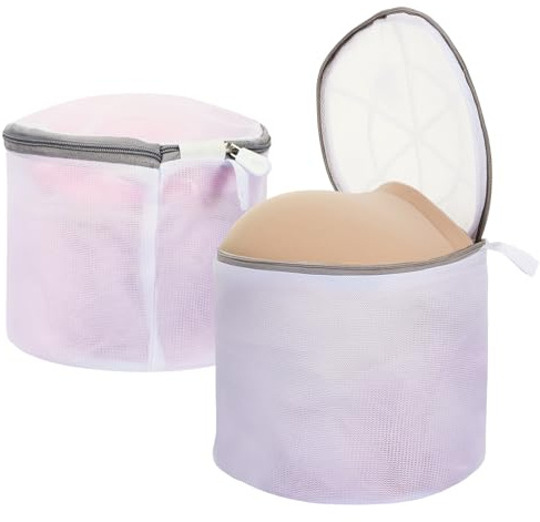 2 Stück BH Wäschesack Wäschebeutel BH Wäschenetz Netz für Waschmaschine Wäschesäcke Reise Waschbeutel Rund Wäschenetz mit Reißverschluss für BHs Socken Unterwäsche Bra Mesh Laundry Bags