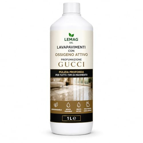 Lavapavimenti con Ossigeno Attivo Profumazione Luxury 1L e 5L Pulizia Profonda Pavimenti Biodegradabile LEMAG SRL (1L)
